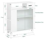 Smalle nichekast op wielen met schuifdeuren, Verzenden, Nieuw