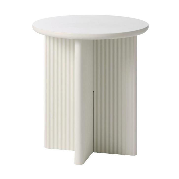 *WOONWINKEL* Greige Tafeltje Rond Met Ribbels, Huis en Inrichting, Tafels | Bijzettafels, Nieuw, Verzenden