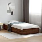 vidaXL Bedframe bewerkt hout en metaal bruin eikenkleurig, 100 cm, Eenpersoons, Bruin, Verzenden
