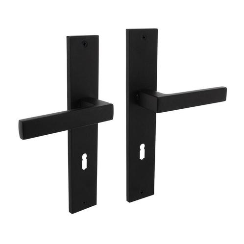Zwarte deurklink Hera op schild met sleutelgat 72mm zwart, Doe-het-zelf en Verbouw, Hang- en Sluitwerk, Klink of Kruk, Nieuw, Overige materialen