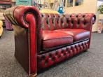 Vintage Chesterfield  Oxblood Leren 2 Zits Chesterfield bank, Huis en Inrichting, Ophalen, Gebruikt, CHESTERFIELD, Tweepersoons