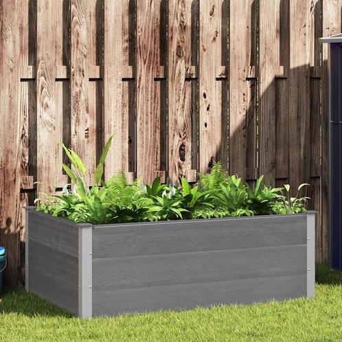 vidaXL Plantenbak verhoogd 150x100x54 cm HKC grijs, Tuin en Terras, Bloembakken en Plantenbakken, 100 cm of meer, Nieuw, Hout