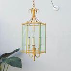 Plafondlamp - zeshoekige lantaarn - Messing, Glas -