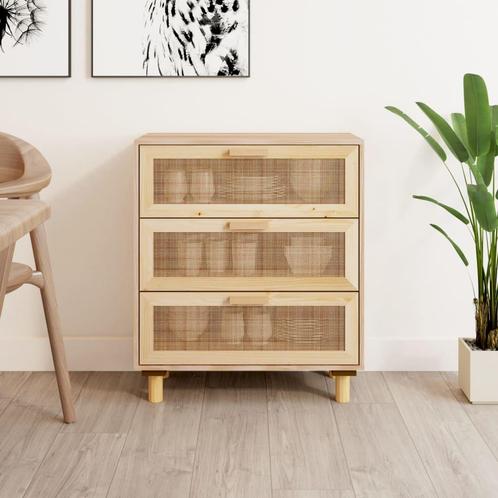 vidaXL Dressoir 60x30x70 cm massief grenenhout en rattan, Huis en Inrichting, Kasten | Dressoirs, 25 tot 50 cm, Nieuw, 50 tot 100 cm