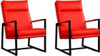 Felrode leren industriële design stoels - Toledo Leer Ferra, Huis en Inrichting, Fauteuils, Nieuw, Leer, Ophalen of Verzenden
