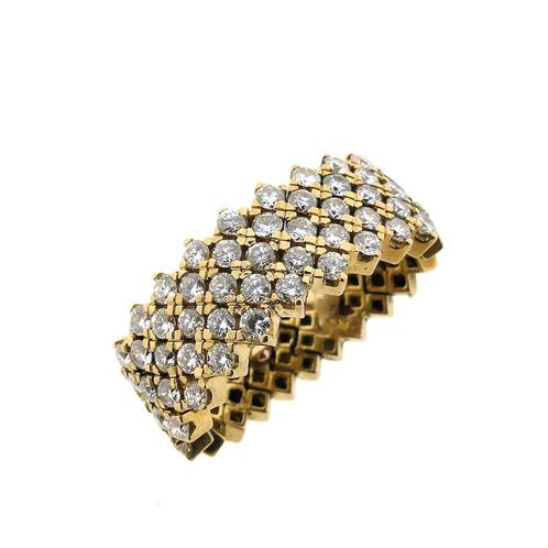 18 Krt. Gouden schakel ring met diamanten 2,50 ct., Sieraden, Tassen en Uiterlijk, Ringen, Dame, Met edelsteen, Overige kleuren