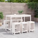 vidaXL 7-delige Barset massief grenenhout wit, Tuin en Terras, Verzenden, Nieuw, 7 zitplaatsen