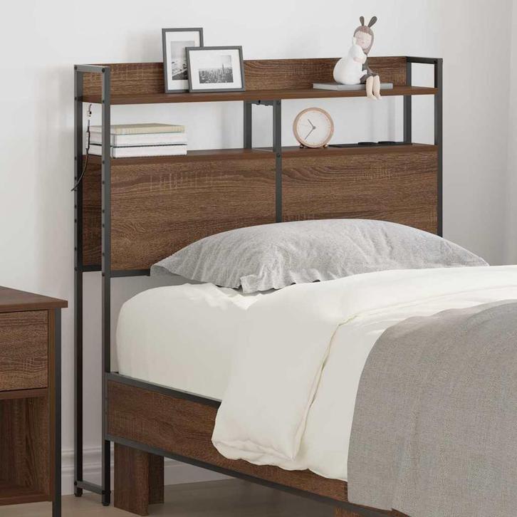 vidaXL Hoofdbord met plank bruin eikenkleur 90 cm Bewerkt, Huis en Inrichting, Slaapkamer | Bedden, Bruin, Nieuw, Hout, Verzenden