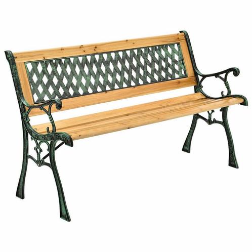 2 Zits tuinbank - Pisa diamantmotief - Espenhout gietzijzer, Tuin en Terras, Tuinbanken, Nieuw, Verzenden