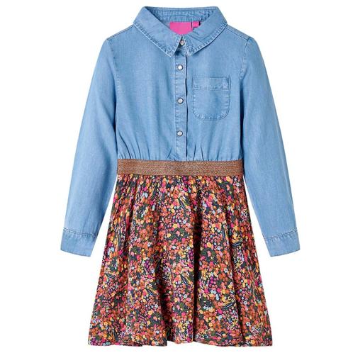 vidaXL Kinderjurk met lange mouwen 128 marineblauw en, Kinderen en Baby's, Kinderkleding | Overige, Nieuw, Verzenden