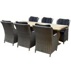 Darwin Geneva dining tuinset 240x100xH77 cm 7 delig grijs, Ophalen of Verzenden, Nieuw, Wicker