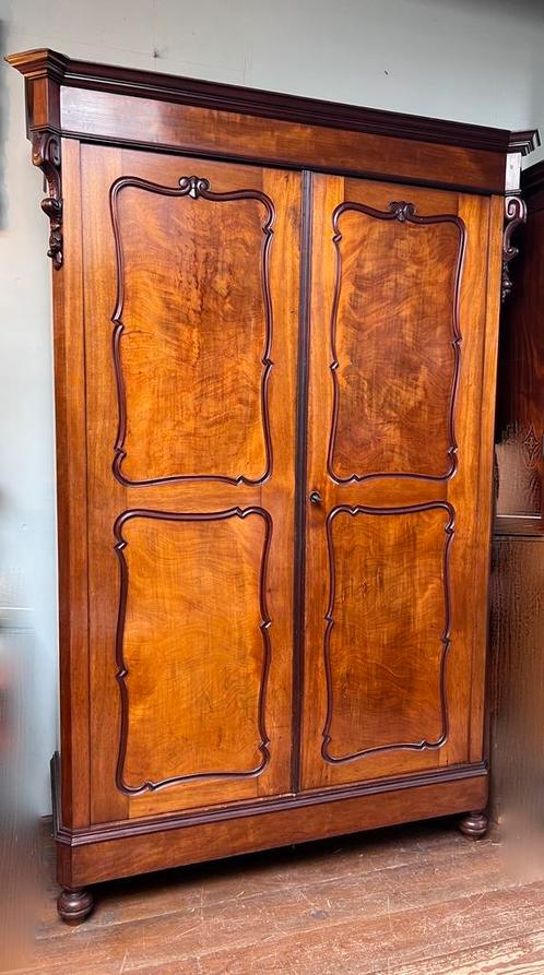 antiek uitneembare mahonie biedermeier kast met planken, Antiek en Kunst, Antiek | Meubels | Kasten, Ophalen of Verzenden
