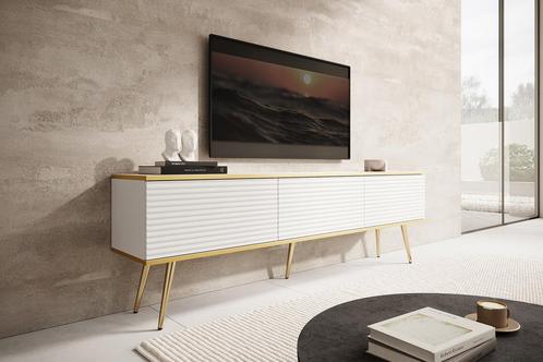 TV-Meubel Wit 175x32x53 goud - TV kast, Huis en Inrichting, Kasten | Televisiemeubels, 150 tot 200 cm, 25 tot 50 cm, Nieuw, Overige materialen