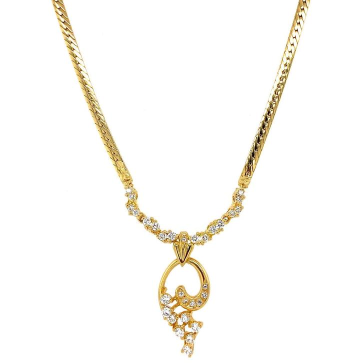 Gouden choker met diamant 18 krt, Sieraden, Tassen en Uiterlijk, Kettingen, Wit, Zo goed als nieuw, Goud, Verzenden