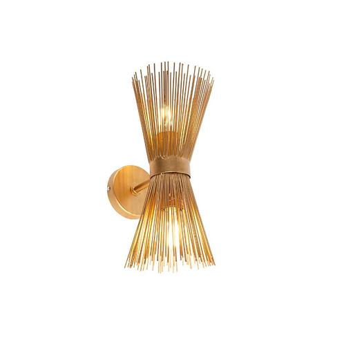 Art Deco wandlamp goud 2-lichts - Broom, Huis en Inrichting, Lampen | Wandlampen