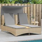 vidaXL Ligbed 2-persoons luifel en kussens poly rattan, Verzenden, Nieuw