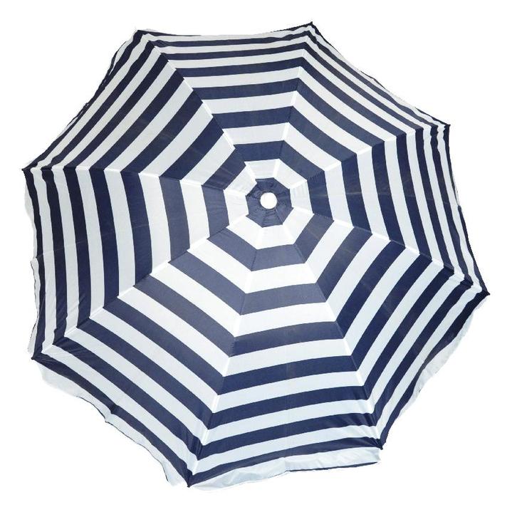 Strandparasol navy blue stripes 200 cm, Tuin en Terras, Parasols, Nieuw, Verzenden