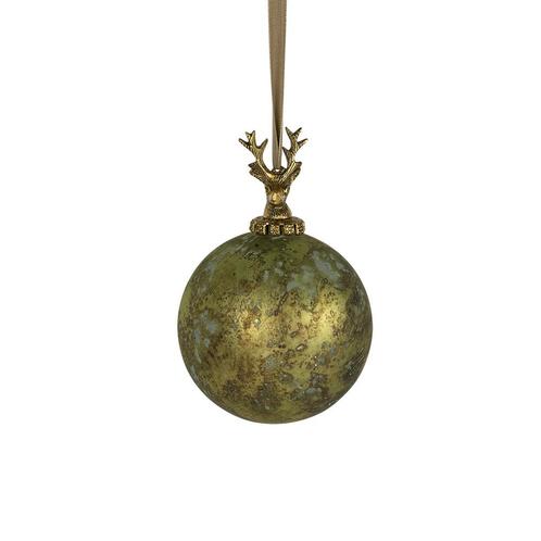decoratie bal hert antiek groen 12cm, Huis en Inrichting, Woonaccessoires | Overige, Verzenden