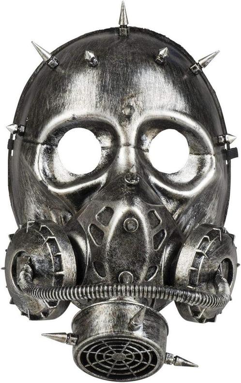 Steampunk gasmasker (metal look grijs), Hobby en Vrije tijd, Feestartikelen, Nieuw, Verzenden