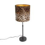 Tafellamp zwart velours kap luipaard dessin 25 cm - Parte, Huis en Inrichting, Lampen | Tafellampen, Nieuw, Overige materialen