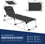 Ligbed - Ligstoel - Zonnebed - Opvouwbaar - Zwart - KESSER®, Tuin en Terras, Verzenden, Zo goed als nieuw