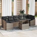 vidaXL Tuin Sofa Set met kussen met opslag 8 pcs Grijs poly, Verzenden, Nieuw, Rotan