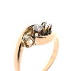 Gouden ring met diamant | 0,19 ct. (rond briljant, geelgoud), Gebruikt, Overige kleuren, Ophalen of Verzenden, 17 tot 18