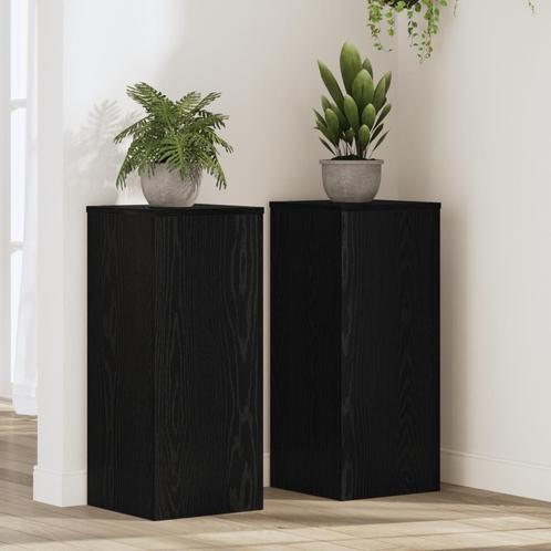 vidaXL Plantenstandaards 2 stuks Zwart Eiken 30 x 30 x 70 cm, Tuin en Terras, Overige Tuin en Terras, Nieuw, Verzenden