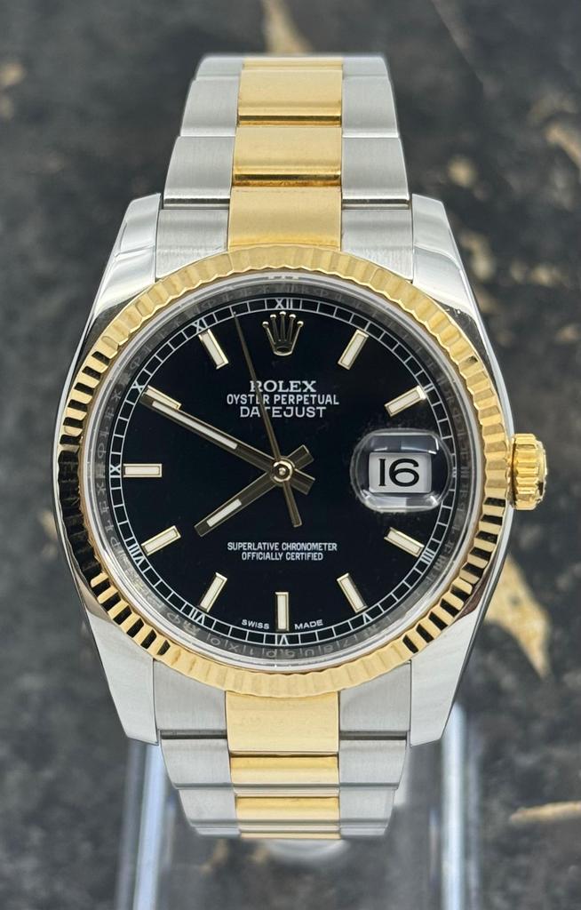 Rolex Datejust 36 – 116233 – Black Dial – 2017, Sieraden, Tassen en Uiterlijk, Horloges | Heren, Goud, Zo goed als nieuw, Goud