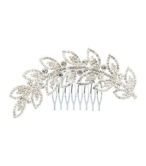 Sierkam Metaal Leaves Strass Steentjes 11cm Zilver, Sieraden, Tassen en Uiterlijk, Uiterlijk | Haarverzorging, Verzenden
