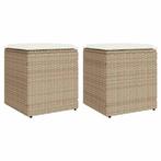 vidaXL Tuinkrukken met kussens 2 st 40x40x43 cm poly rattan, Verzenden, Nieuw, Rotan