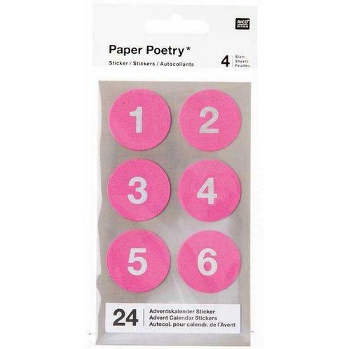 Paper Poetry Adventskalender stickers Donker roze 24st., Hobby en Vrije tijd, Knutselen, Verzenden