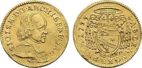 Goud-1/4 Dukat 1755 Salzburg-erzbistum Sigismund Iii von..., Postzegels en Munten, Munten en Bankbiljetten | Toebehoren, Verzenden