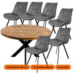 NIEUWE ronde eettafel + 4 stoelen slechts € 400.- COMBI-DEAL, Ophalen, Nieuw, 4 tot 6 stoelen