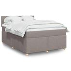vidaXL Boxspring met matras stof taupe 140x190 cm, Verzenden, Stof, Nieuw, Tweepersoons