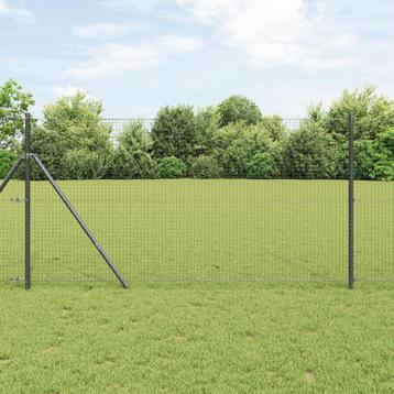vidaXL Heining met Posten Grijs 1.2 x 50 m beschikbaar voor biedingen