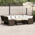 vidaXL Tuinbank met kussens poly rattan bruin, Tuin en Terras, Verzenden, Nieuw, Rotan, Meer dan 8 zitplaatsen