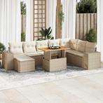 vidaXL 9-delige Loungeset met kussens poly rattan acacia, Verzenden, Nieuw, Rotan, Loungeset