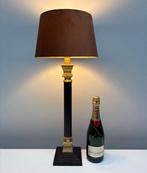 Tafellamp - Messing, Textiel - Grote luxe schemerlamp