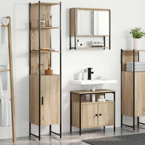 vidaXL Badkamermeubelset 3 pcs Sonoma eiken 33 x 33 x 185.5, Huis en Inrichting, Badkamer | Badkamermeubels, Nieuw, Verzenden
