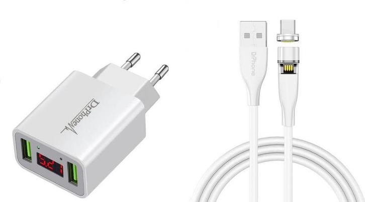 DrPhone ICO-1 - Magnetische USB-C / Type C Oplaadkabel 3A +, Telecommunicatie, Mobiele telefoons | Telefoon-opladers, Verzenden