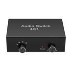 Audio Switch - 4-poorts - 4X Tulp (RCA) IN naar 1x Tulp, Nieuw, Verzenden