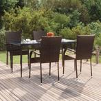vidaXL 5-delige Tuinset poly rattan bruin, 4 zitplaatsen, Nieuw, Tuinset, Verzenden