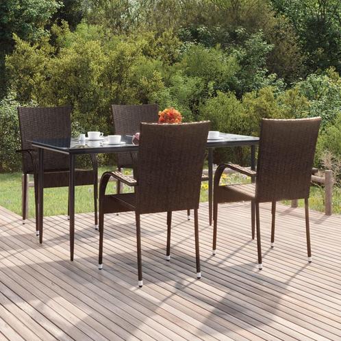vidaXL 5-delige Tuinset poly rattan bruin, Tuin en Terras, Tuinsets en Loungesets, Tuinset, Nieuw, 4 zitplaatsen, Rotan, Verzenden