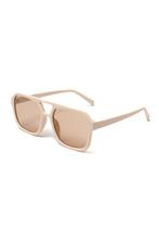 Influencer Zonnebril Beige Glazen Beige Montuur Social Media, Ophalen of Verzenden, Nieuw, Feestartikel, Carnaval