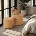 Set van 2 salontafels Danny rond, in eikenlook - licht eiken, Huis en Inrichting, Tafels | Salontafels, Verzenden, Nieuw