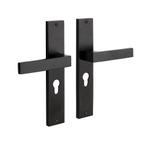 Geveerde Deurklink Lusso met schild en profielcilindergat, Ophalen of Verzenden, Nieuw, IJzer, Klink of Kruk