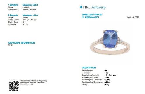 Trouwring - 14 karaat Geel goud - 2.15ct. tw. Tanzaniet -, Sieraden, Tassen en Uiterlijk, Antieke sieraden