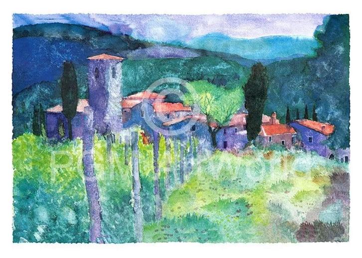 Kunstdruk Ralf Westphal - Castello di Spaltenna, Chianti, Huis en Inrichting, Woonaccessoires | Schilderijen, Tekeningen en Foto's