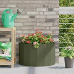 vidaXL Plantenbak Olijf Groen 60 x 30 x 35 cm Staal, Verzenden, Minder dan 60 cm, Nieuw, Metaal